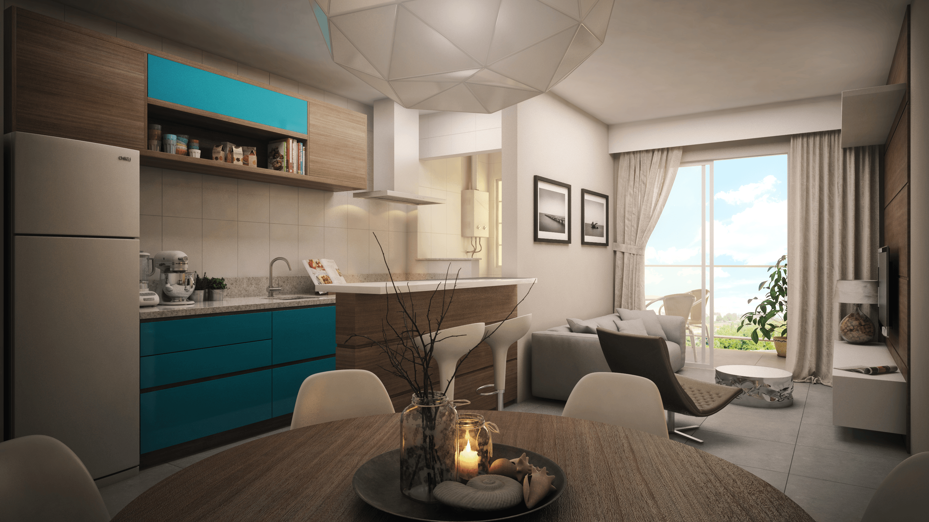 Ilustração técnica de um edifício ao fundo