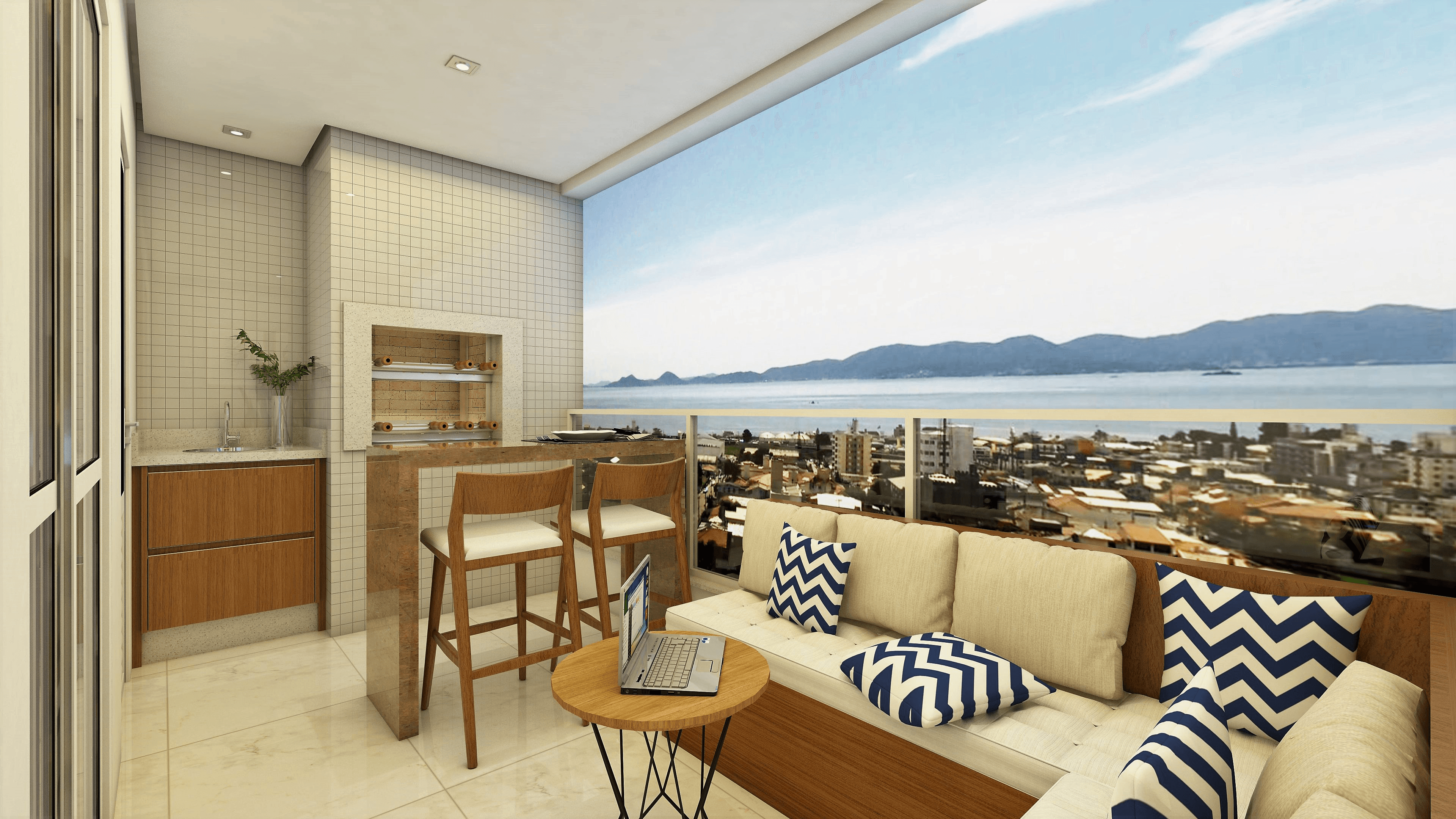 Sacada gourmet com vista para o mar